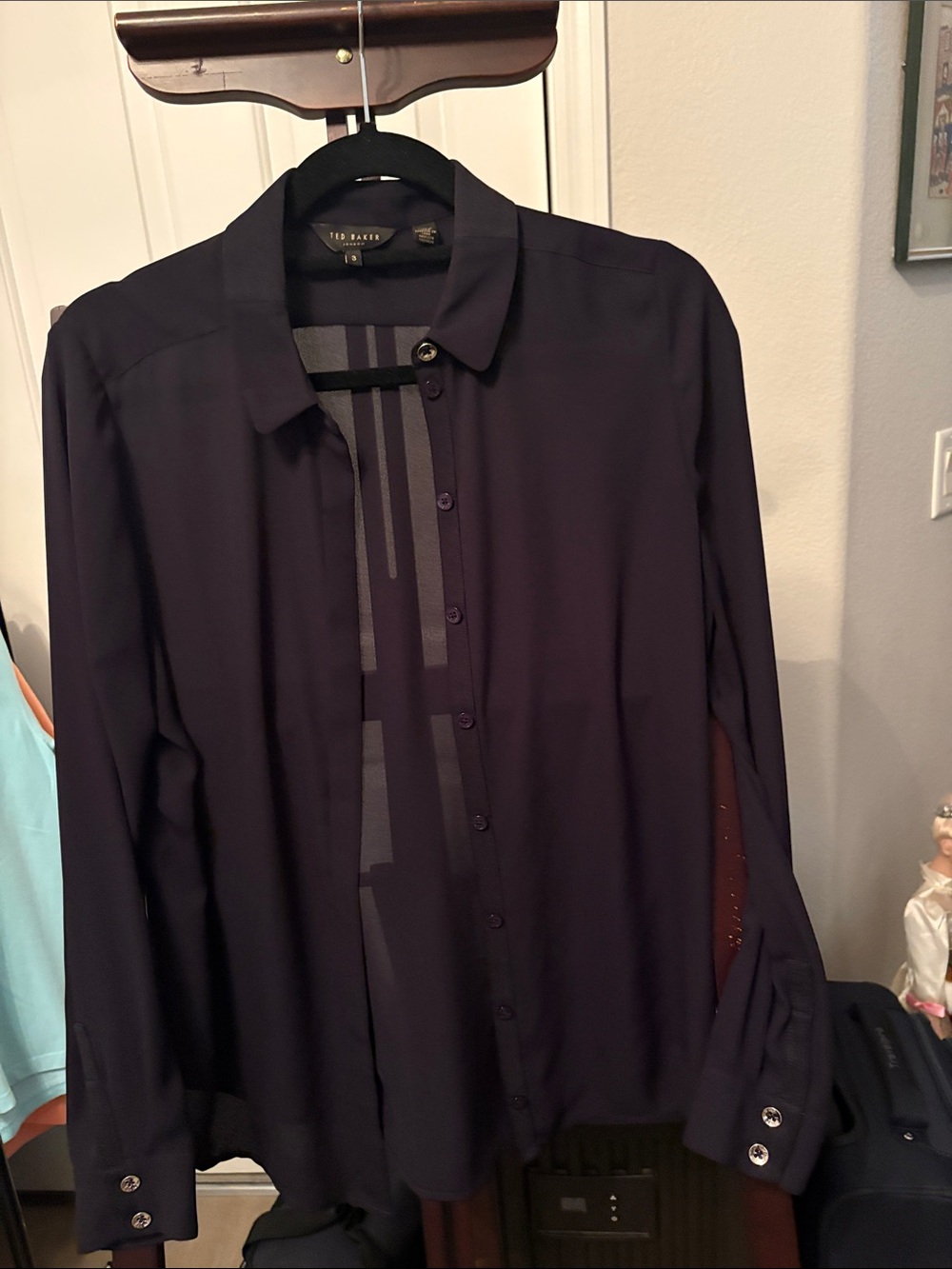 Ted Baker Ladies black Long-Sleeve hidden Button blouse